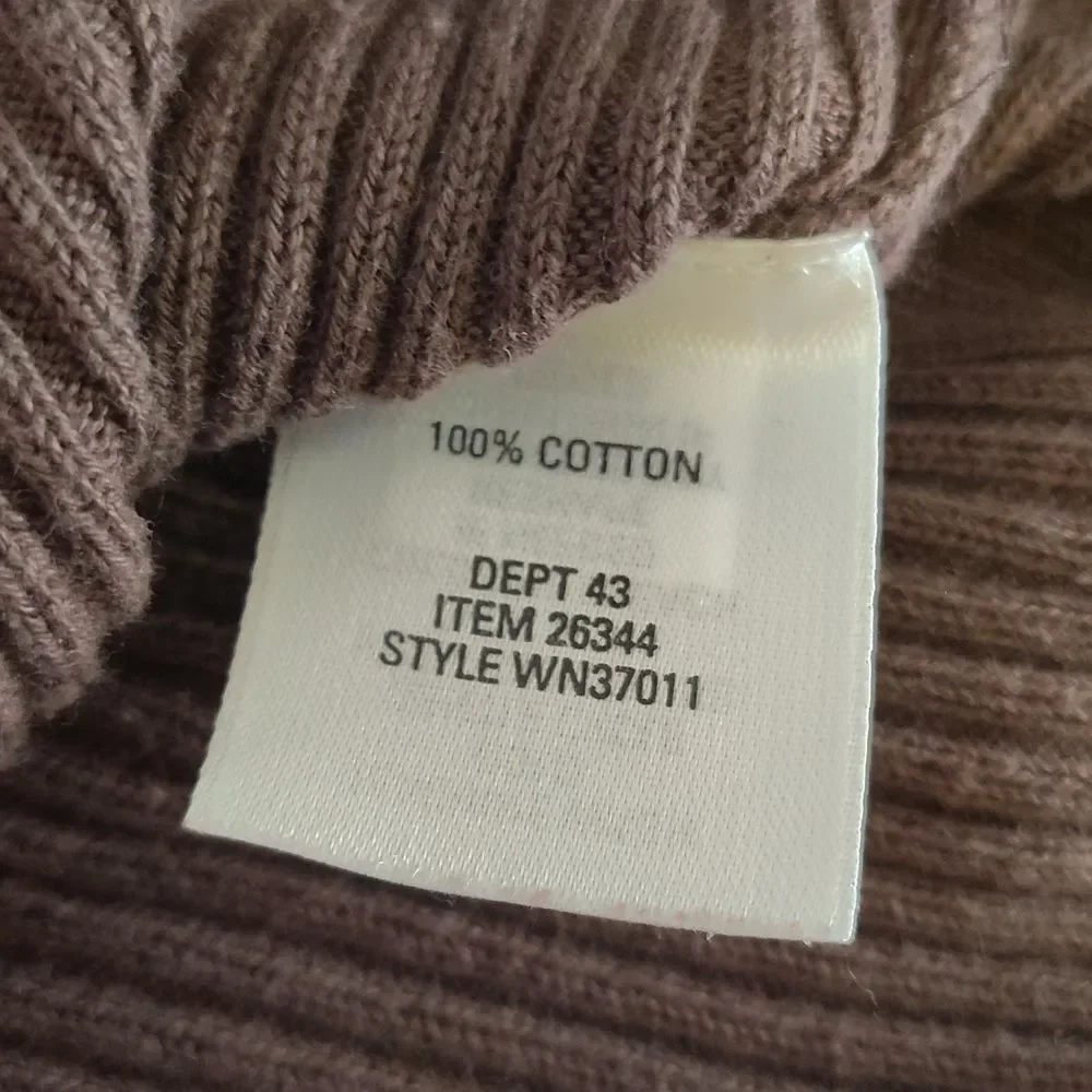 Nordstrom VTG 2004 Brown Ribbed 100% Cotton Mock Neck Sweater‎ Large